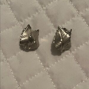 Clip on Silver Leaf Earrings